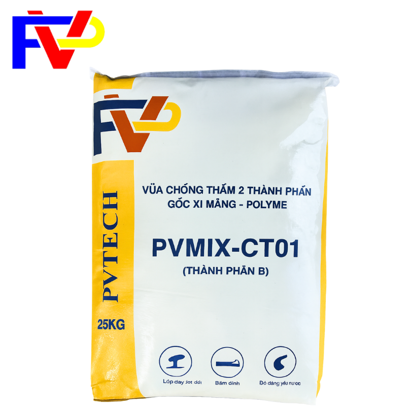 Vữa chống thấm 2 thành phần CT01 gốc xi măng polymer dùng cho nhà tắm, ban công và sân thượng
