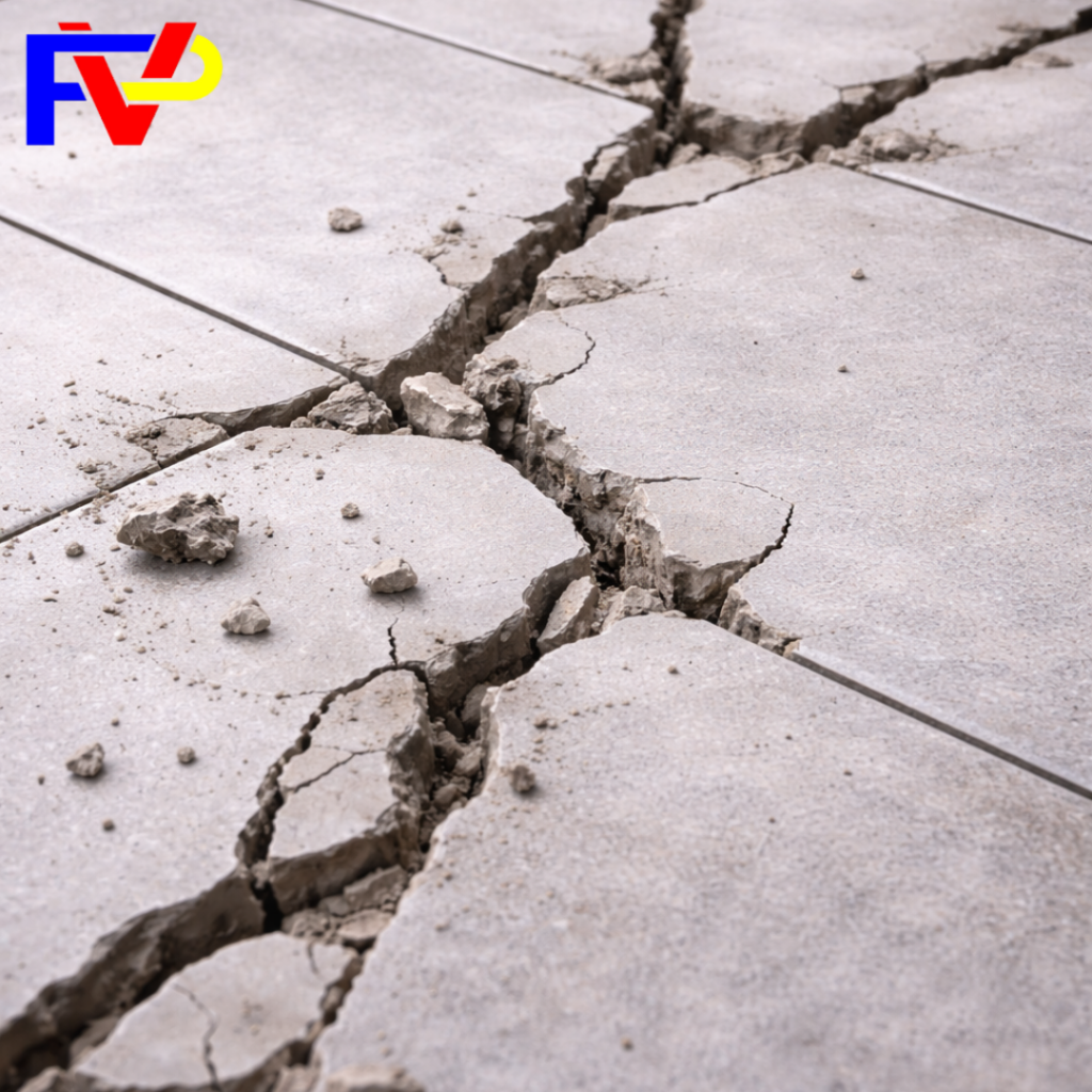 Đường ron gạch bị nứt do sử dụng ron xi măng hoặc keo chà ron không phù hợp