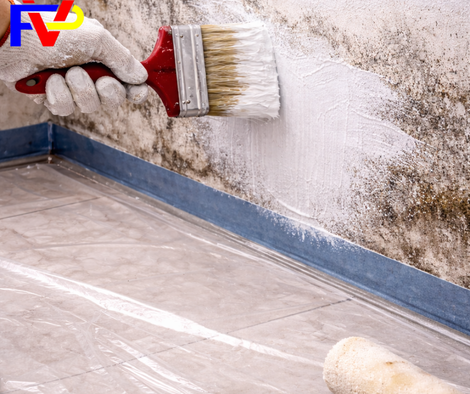 Chống thấm từ gốc cho sàn và tường bằng vật liệu chống thấm gốc xi măng polymer